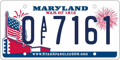 MD license plate 0AF7161