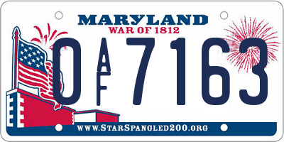MD license plate 0AF7163