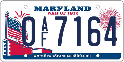 MD license plate 0AF7164