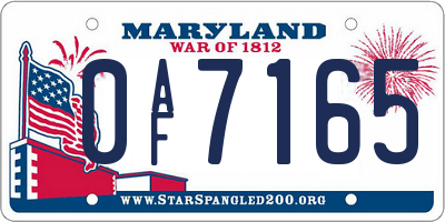 MD license plate 0AF7165