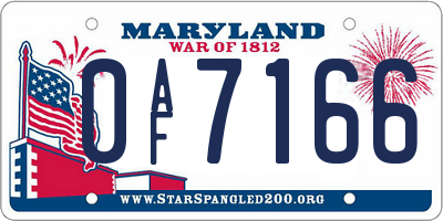 MD license plate 0AF7166