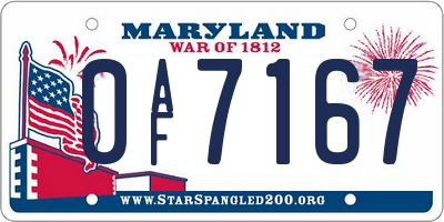 MD license plate 0AF7167