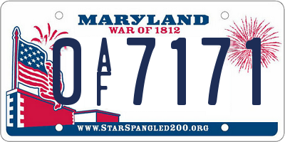 MD license plate 0AF7171
