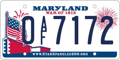 MD license plate 0AF7172