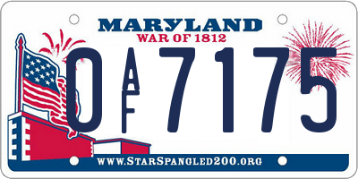 MD license plate 0AF7175