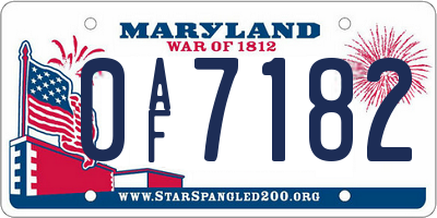 MD license plate 0AF7182