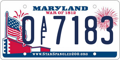 MD license plate 0AF7183