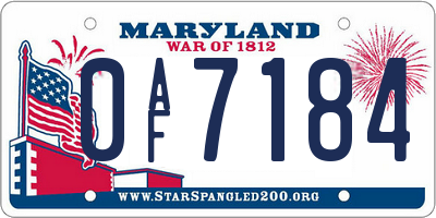 MD license plate 0AF7184