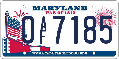 MD license plate 0AF7185