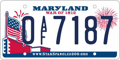 MD license plate 0AF7187