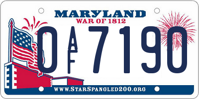MD license plate 0AF7190