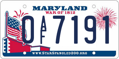 MD license plate 0AF7191
