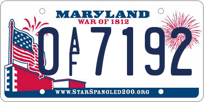 MD license plate 0AF7192