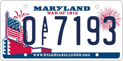 MD license plate 0AF7193