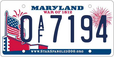 MD license plate 0AF7194