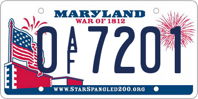 MD license plate 0AF7201