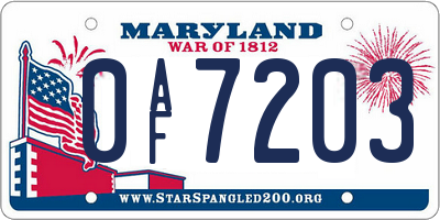 MD license plate 0AF7203
