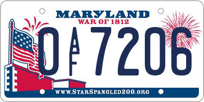 MD license plate 0AF7206