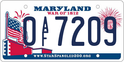 MD license plate 0AF7209
