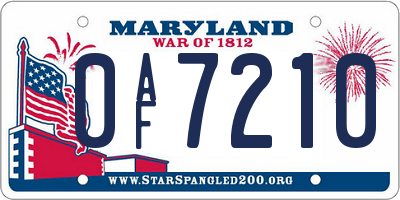 MD license plate 0AF7210