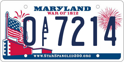 MD license plate 0AF7214