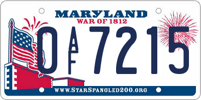 MD license plate 0AF7215
