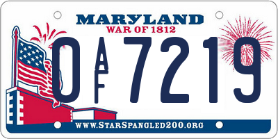 MD license plate 0AF7219
