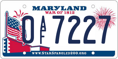 MD license plate 0AF7227