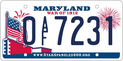 MD license plate 0AF7231
