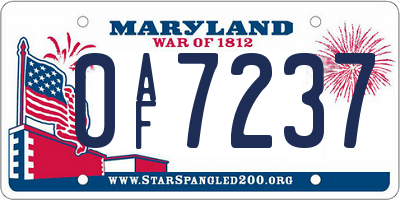 MD license plate 0AF7237