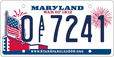 MD license plate 0AF7241