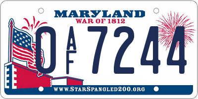 MD license plate 0AF7244