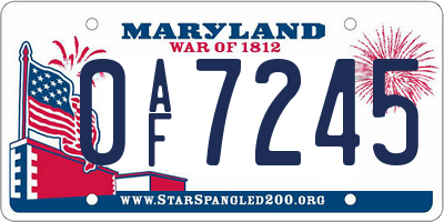 MD license plate 0AF7245