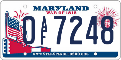 MD license plate 0AF7248