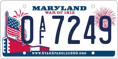 MD license plate 0AF7249
