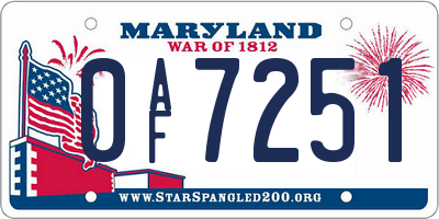 MD license plate 0AF7251