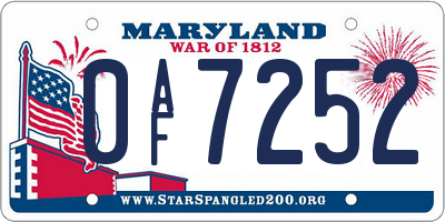 MD license plate 0AF7252
