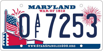 MD license plate 0AF7253