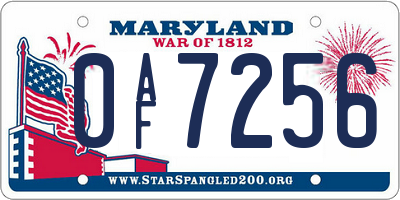 MD license plate 0AF7256
