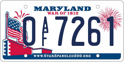 MD license plate 0AF7261