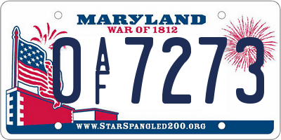 MD license plate 0AF7273