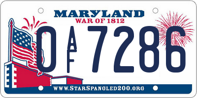 MD license plate 0AF7286