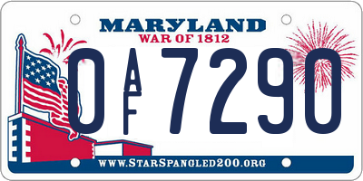 MD license plate 0AF7290