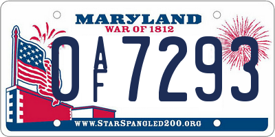 MD license plate 0AF7293
