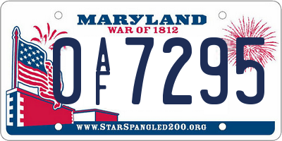 MD license plate 0AF7295