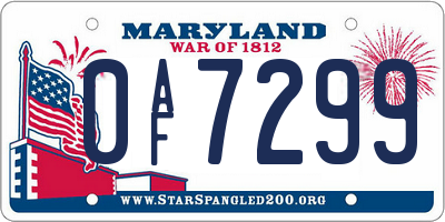 MD license plate 0AF7299