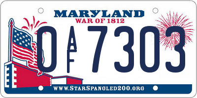 MD license plate 0AF7303
