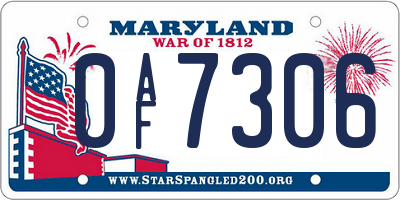 MD license plate 0AF7306