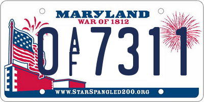 MD license plate 0AF7311