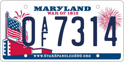 MD license plate 0AF7314